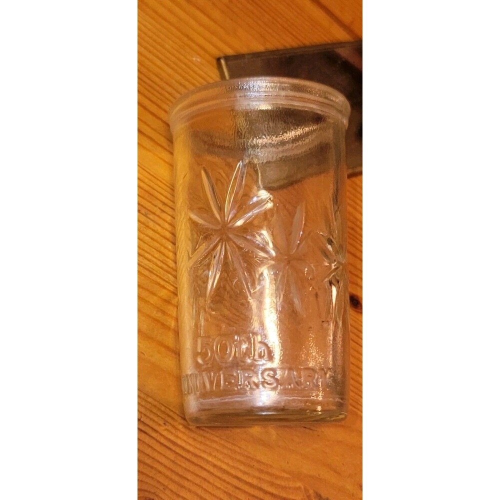 Collectors Ball Glass Jar 1933 - 1983 50th Anniv Starburst Jelly Jar Juice Glass